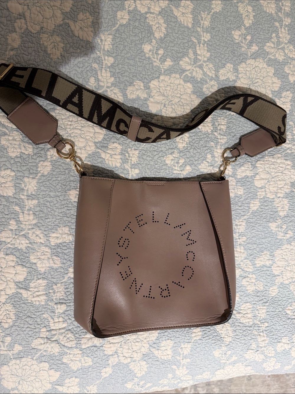 Stella McCartney Mauve-Taupe Vegan Leather Crossbody with Logo Strap